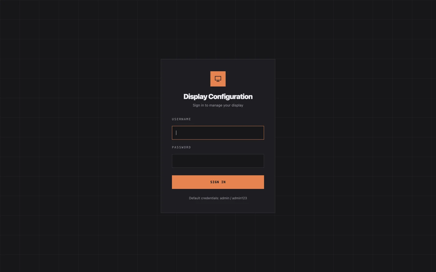 The admin panel sign-in page.